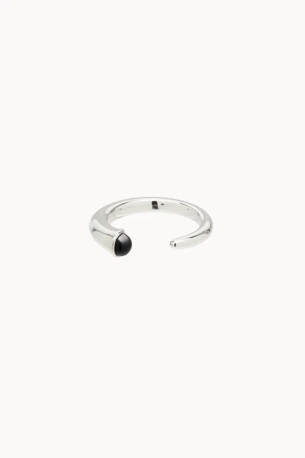 [VEI] 925silver PETAL GEM OPEN RING_ONYX_OD3A2MRG92