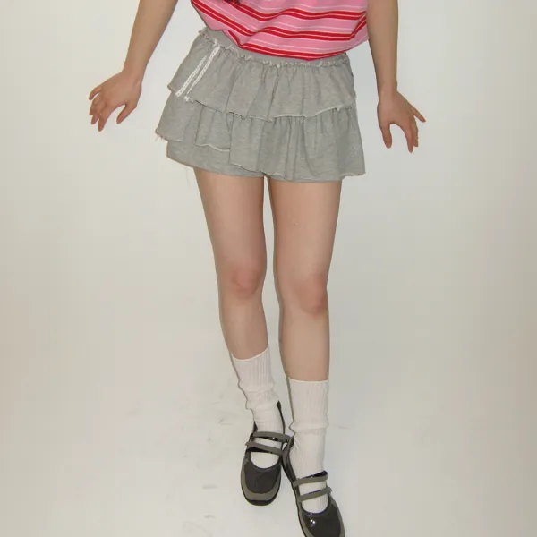 IRREGULAR RUFFLE PANTSKIRT GREY