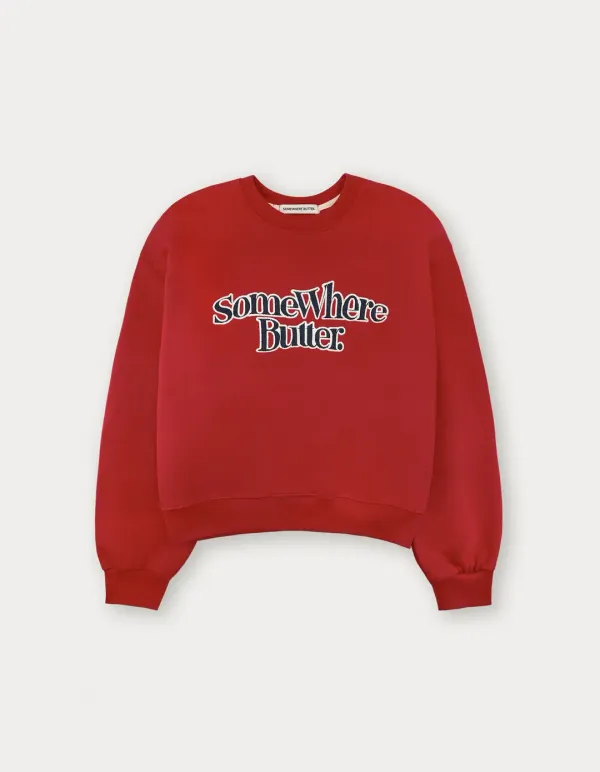 Denim Wave Logo Sweatshirt - Red
