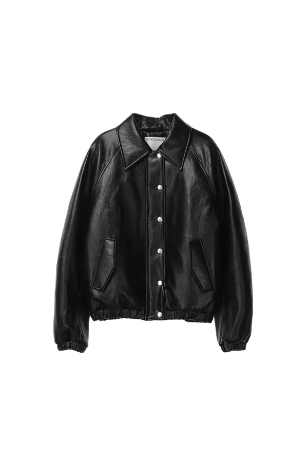 Quilted Jumper In Faux Leather, Black