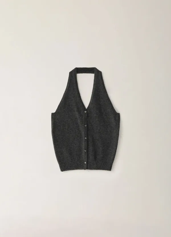 Sally Halter Knit Vest - Charcoal