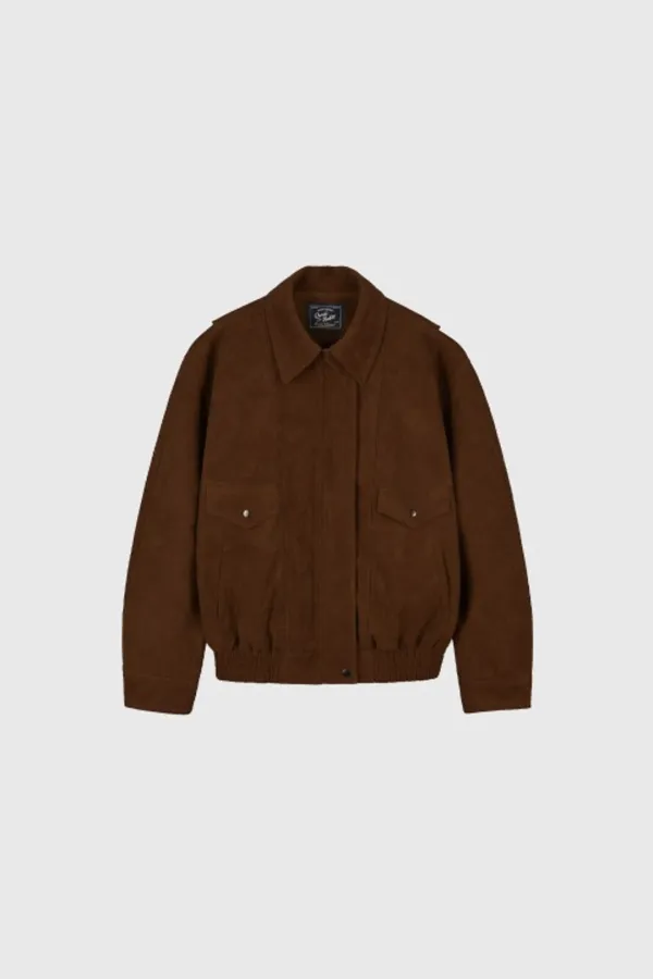 Suede Mood Collar Blouson - BROWN