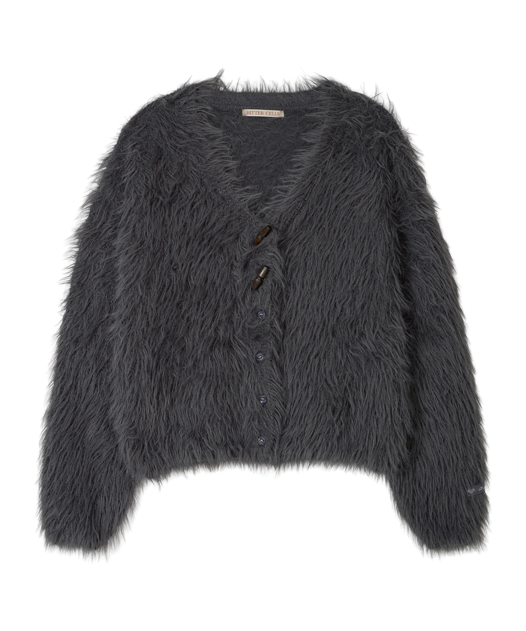 비터셀즈 Posy Fur V Neck Cardigan-Charcoal 상품 이미지 1