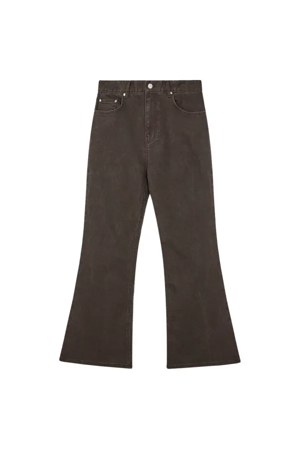 WIDE FLARE JEANS - BROWN