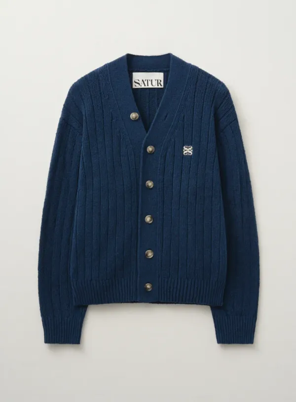 [RIIZE\'s Pick] Faro Over Size Boucle Cardigan - Navy Peony