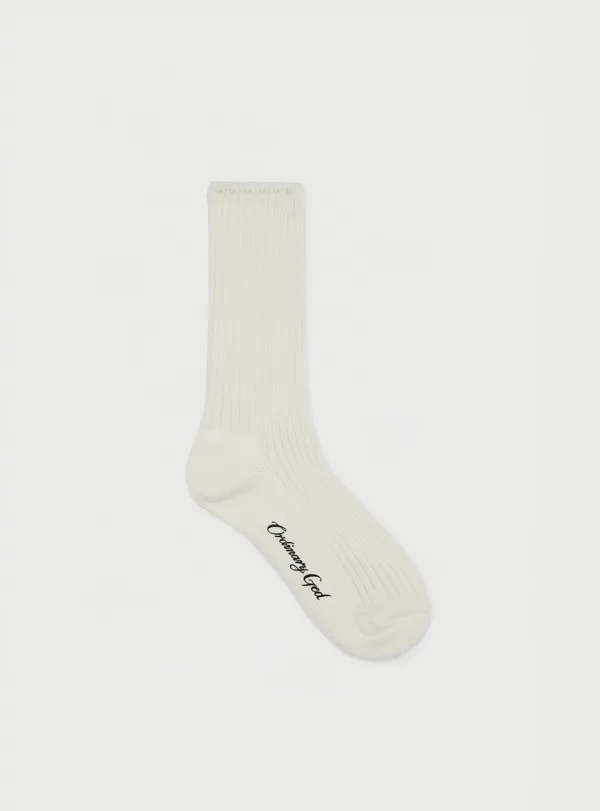 RIBBED COTTON SOCKS - IVORY