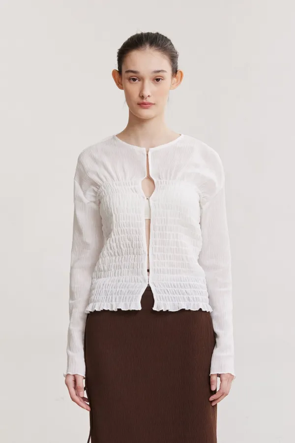 SMOCKING HOOK BLOUSE (WHITE)