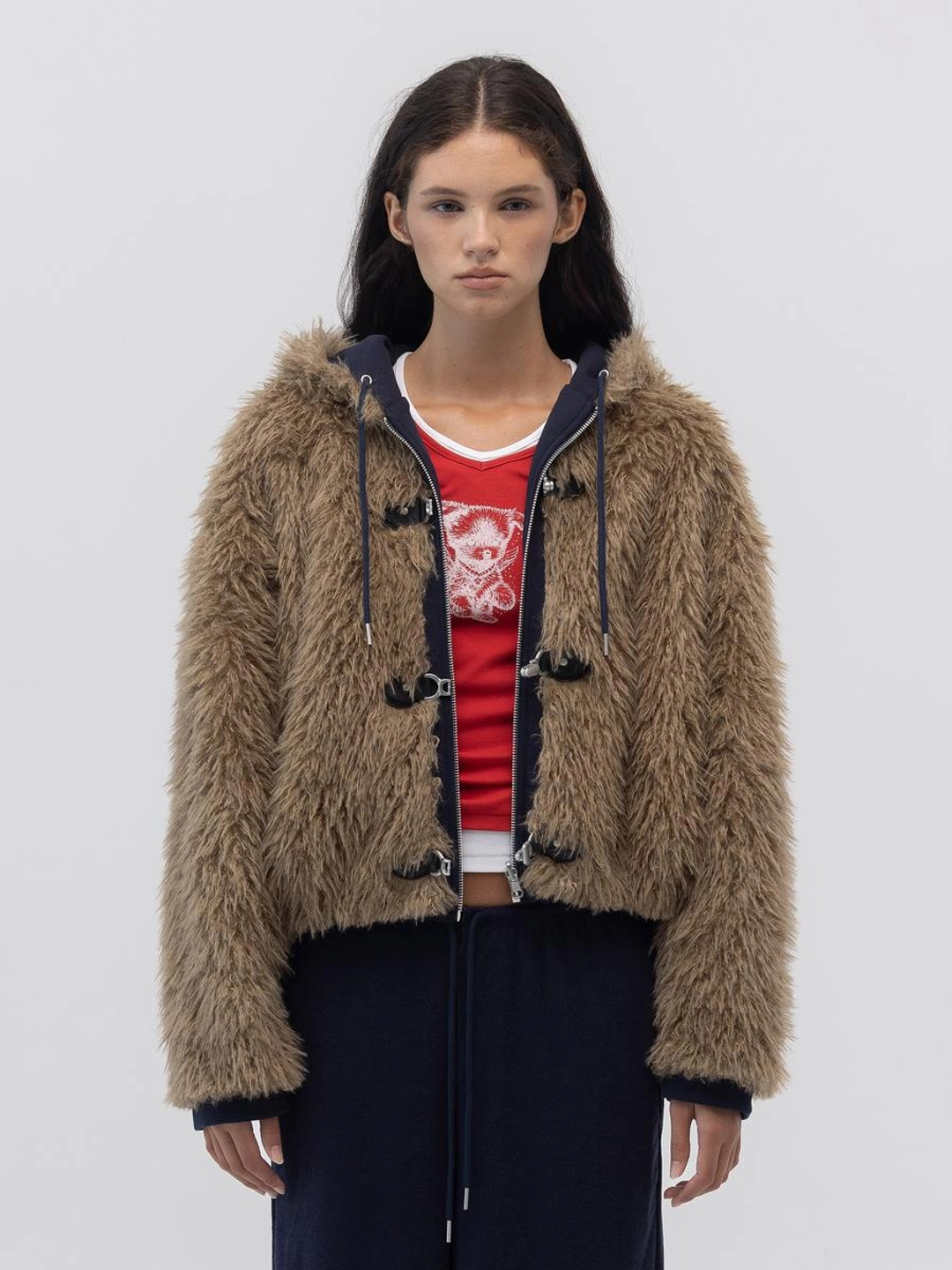 글로니 FLURRY REVERSIBLE FUR JACKET (NAVY) 상품 이미지 1