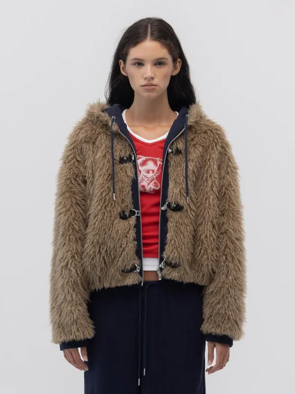 FLURRY REVERSIBLE FUR JACKET (NAVY)