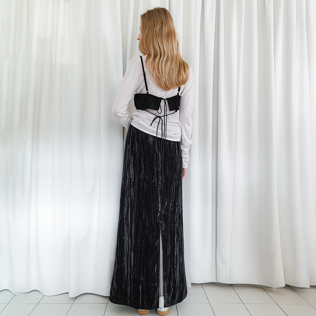 아뜰리에 나인 (SK-5071)VELVET CREASE MAXI SKIRT 상품 이미지 1