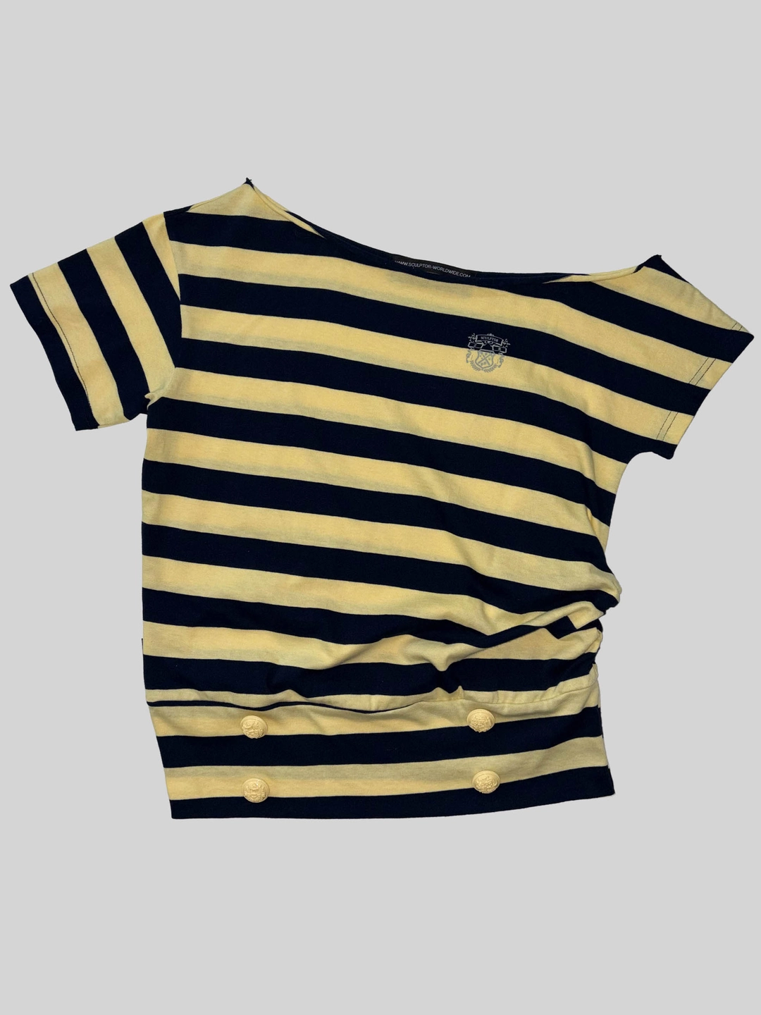 스컬프터 Button Stripe Tee Yellow 상품 이미지 1