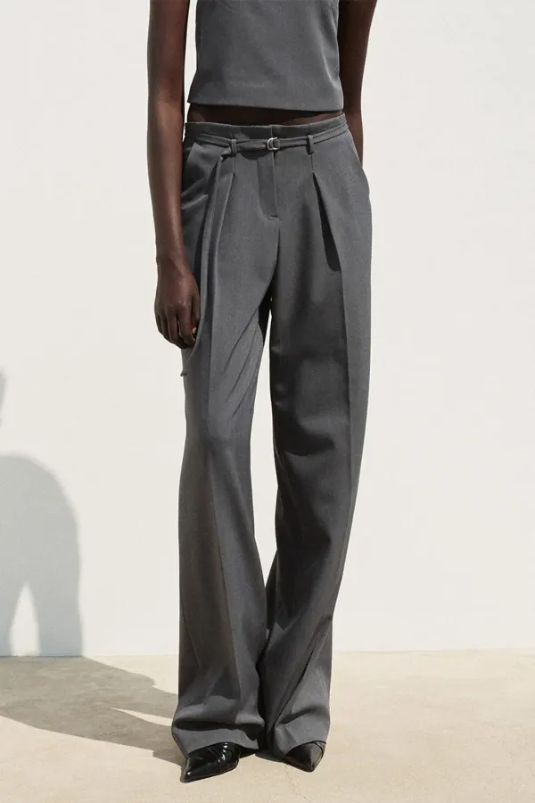[9th] STRAIGHT LEG BELTED TROUSER CHARCOAL