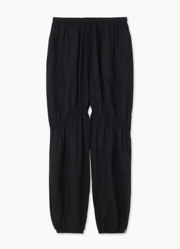 Linen shirring pants_Black