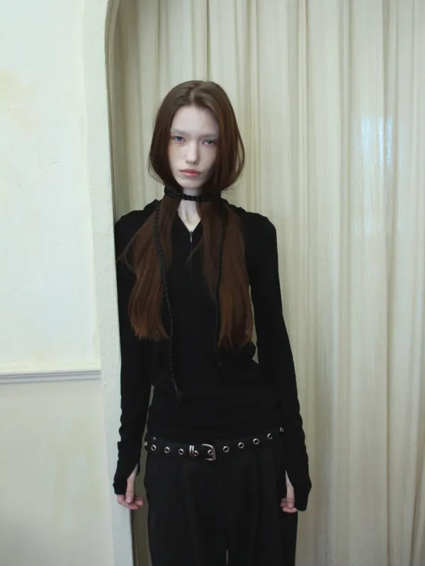 [10.28 순차 출고] SOFT SLIM HALF-ZIP HOODIE (BLACK)