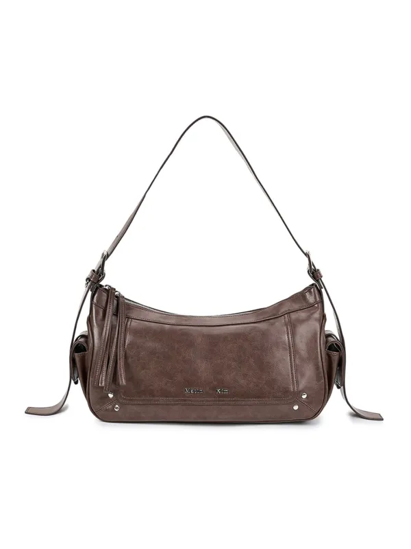 RIVET POINT QUAD SHOULDER BAG IN BROWN