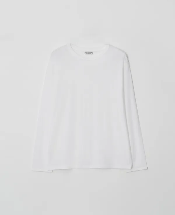 Loose Fit Cotton Long Sleeve Tee_WHITE