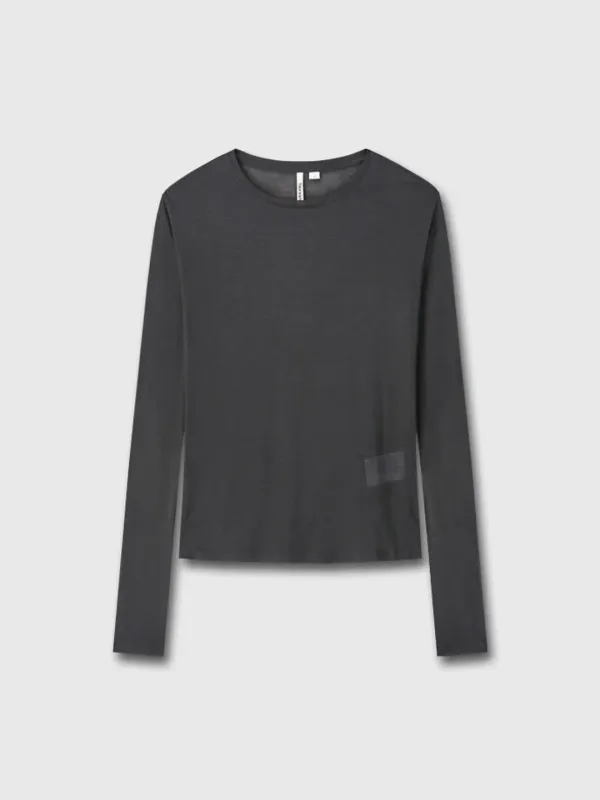WOOL TENCEL LONG SLEEVE_ CHARCOAL