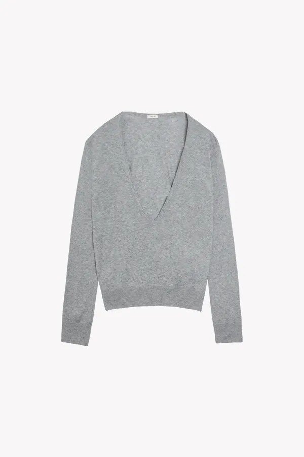 Brio Deep V Knit (Melange Gray)