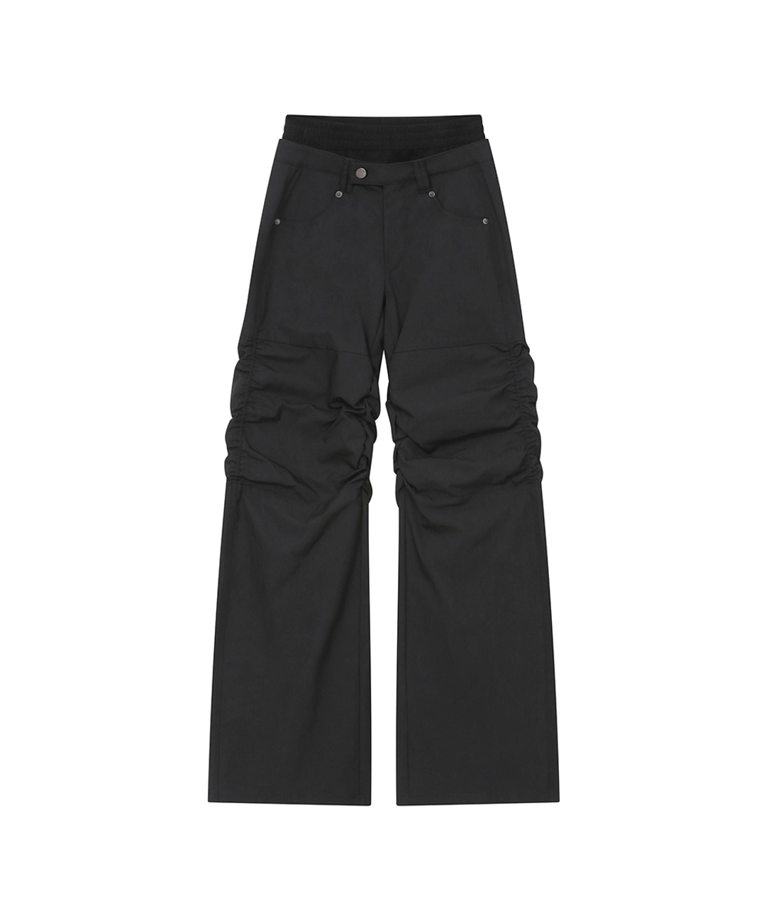 미세키서울 Ribbed layered shirring pants BLACK 상품 이미지 1
