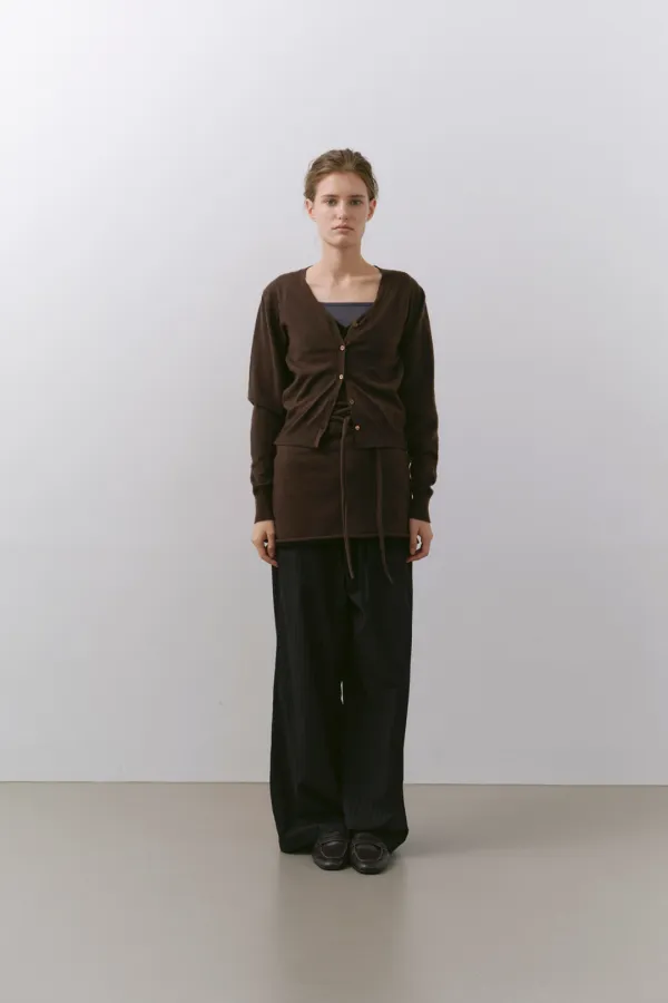 TWIST OPEN BACK CARDIGAN, BROWN