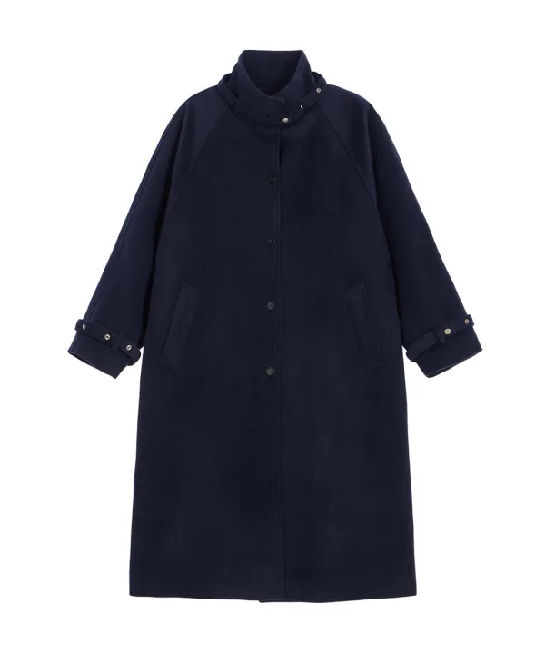Half-neck Overfit Long Coat [Navy]