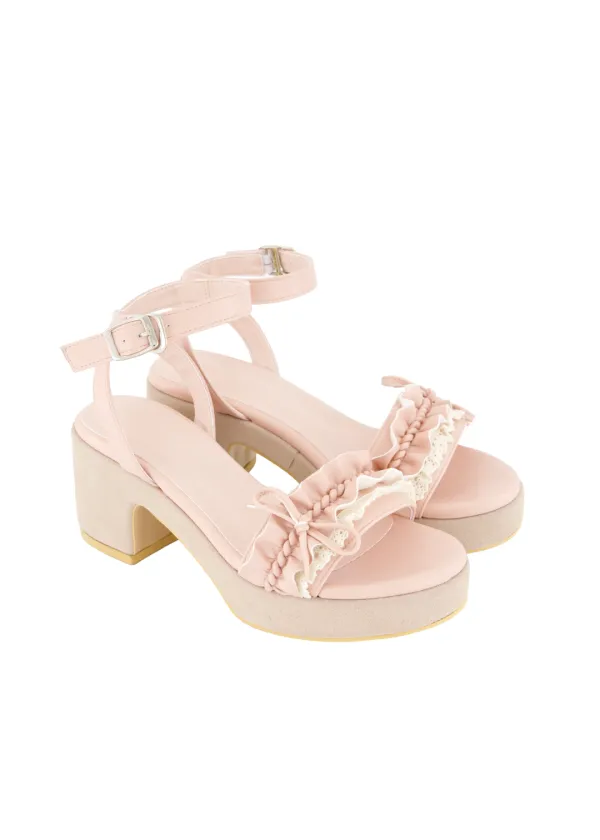 DOLLY RIBBON WEDGE HEELS [PINK]