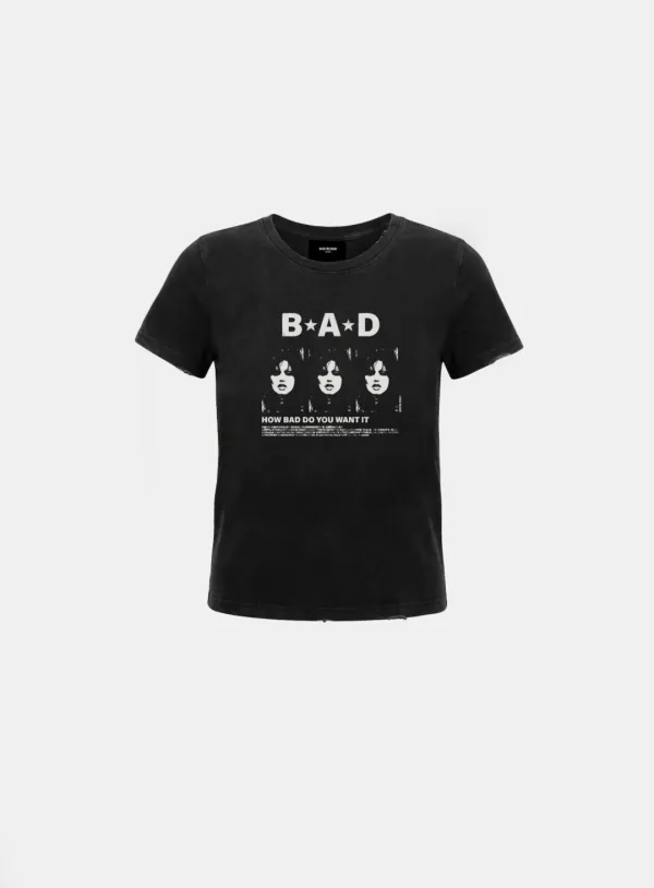[w-tee26-139] B.A.D. Short Sleeve T-Shirt - Black