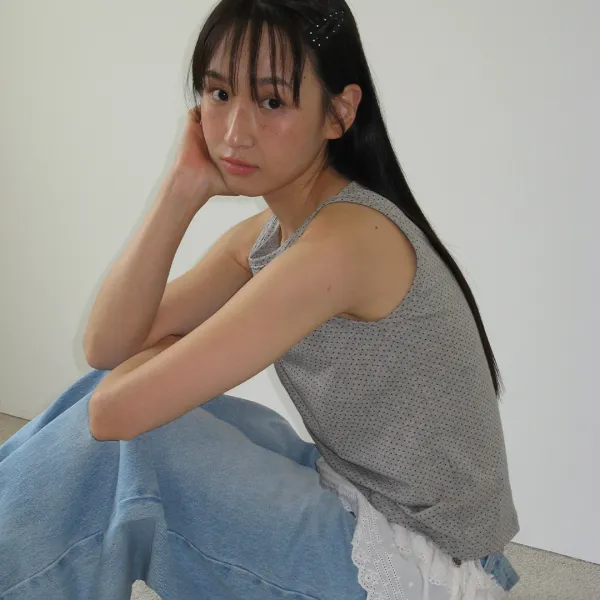 DOT BOATNECK SLEEVELESS GREY