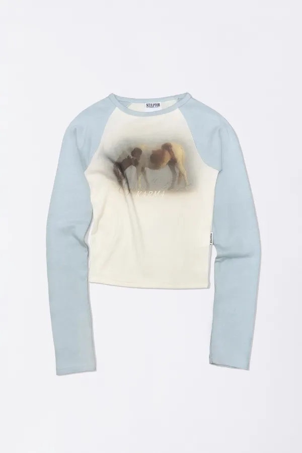 Good Karma Raglan Tee Cream/Baby Blue