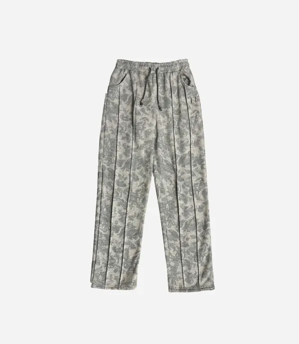 Flower Emblem Beads Pin tuck Pants