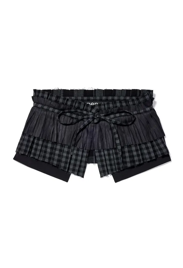 PLEATS LAYERED POCKET BELT, BLACK