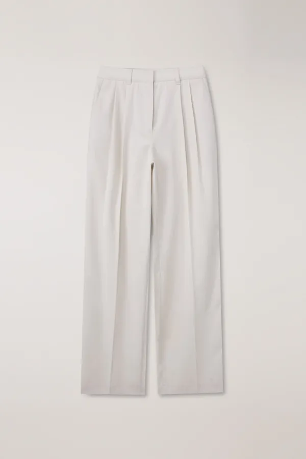 DOUBLE PLEATED CHINO SLACKS IVORY_UDPA6A224IV