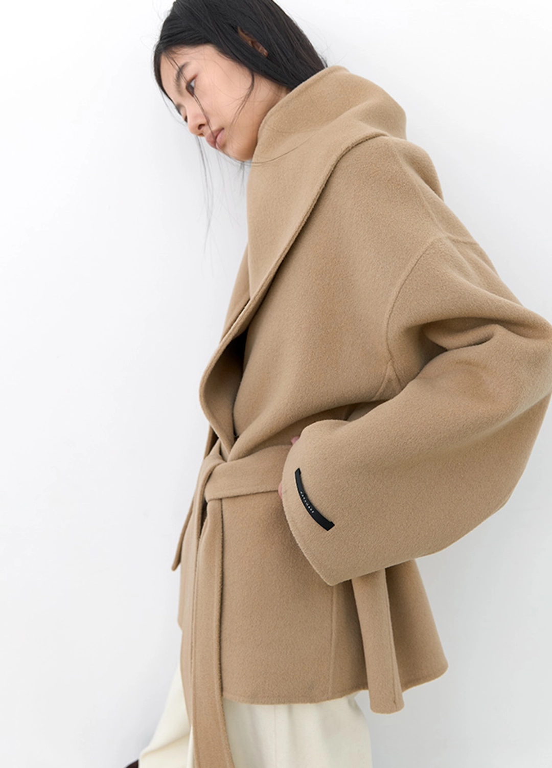 아뜰리에 나인 (CT-1490)DRAPE SCARF WOOL HALF HANDMADE COAT S 상품 이미지 2
