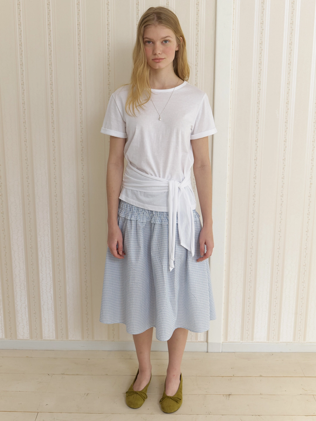 어몽 A WAIST TIE T-SHIRT_WHITE 상품 이미지 2
