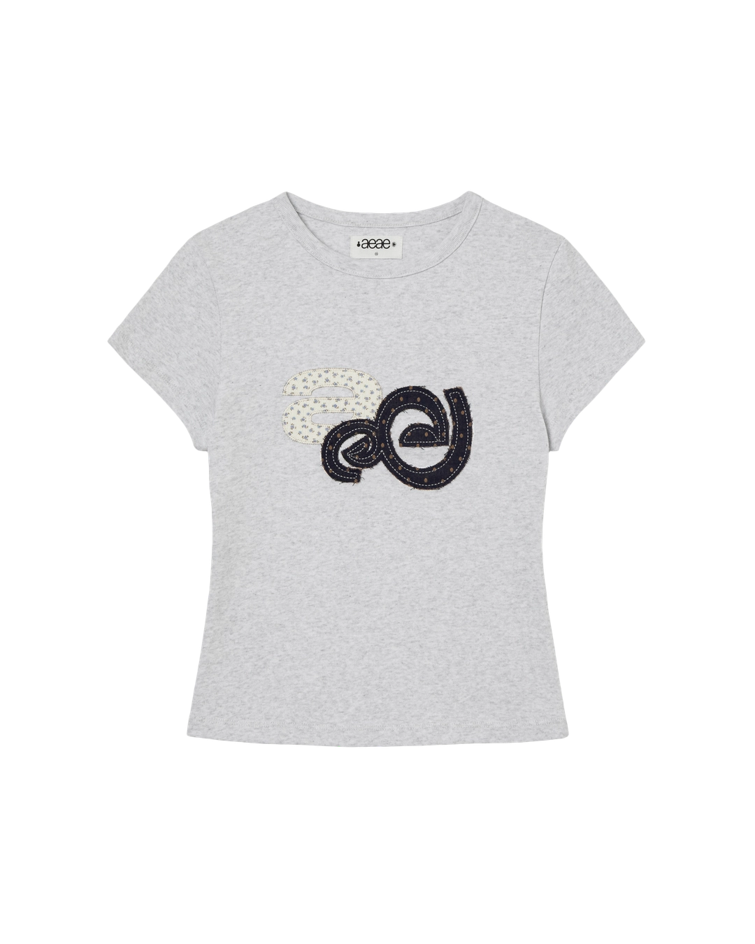 에이이에이이 APPLIQUE FLOWER LOGO TEE [LIGHT GREY] 상품 이미지 1