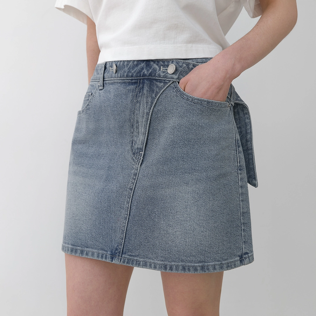 아뜰리에 나인 (SK-5032)CURVED LINE DENIM SKIRT 상품 이미지 1