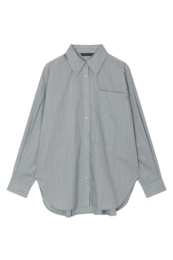 New Multi Tuck Oversized Shirt [ Gray ]