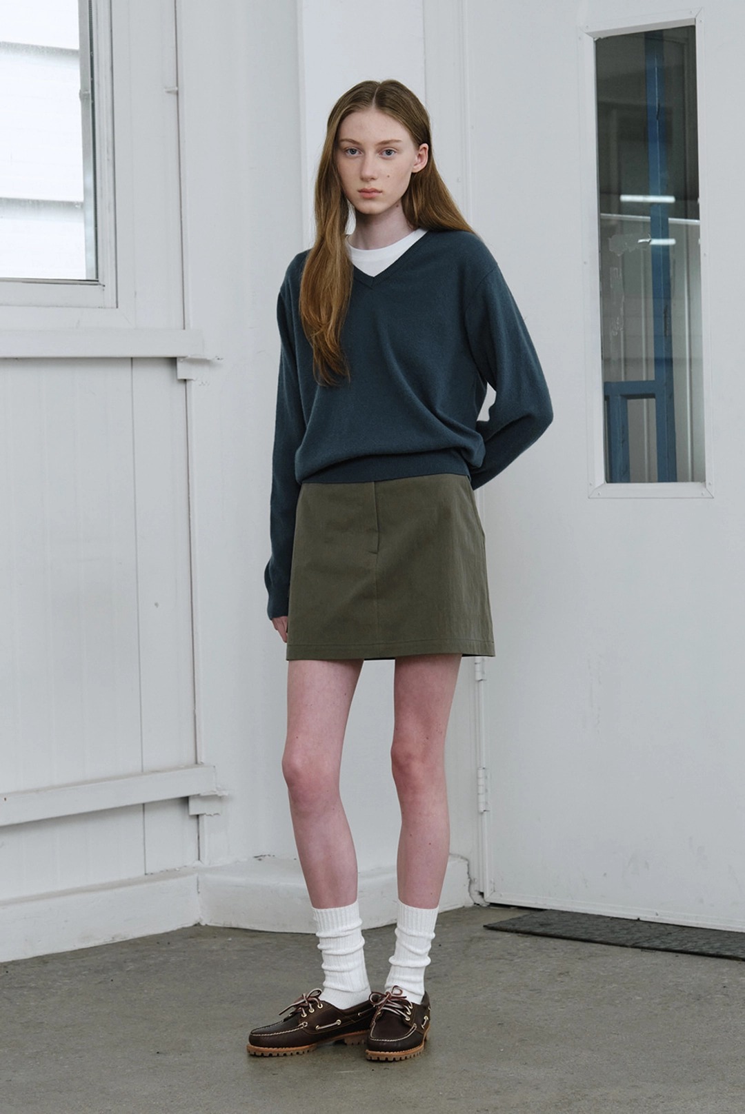 브렌다 브렌든 renee v-neck knit - blue green 상품 이미지 2