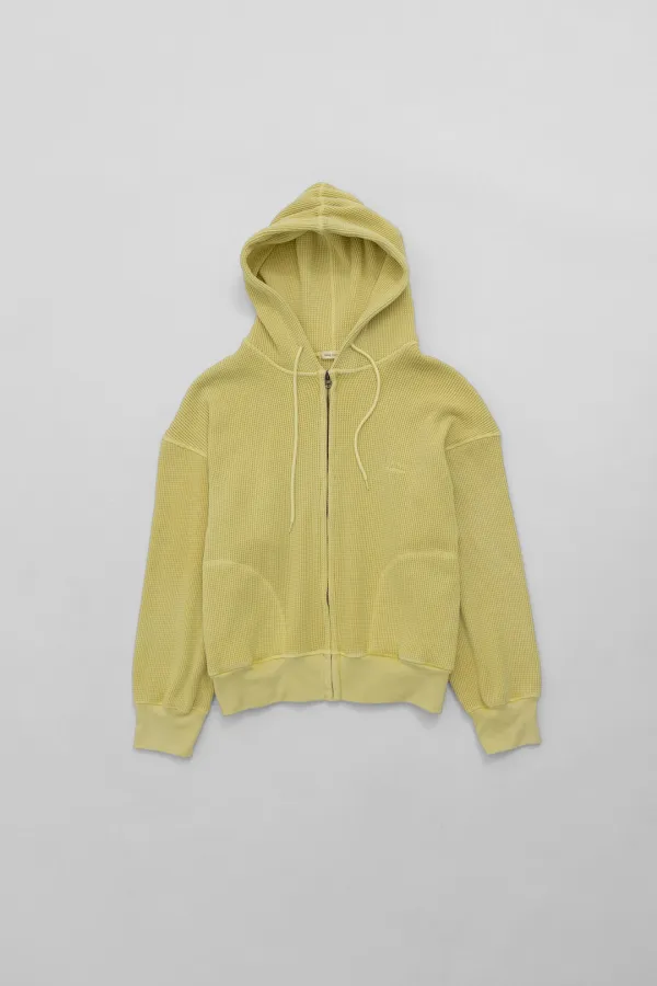 waffle hoodie zip-up (yellow)