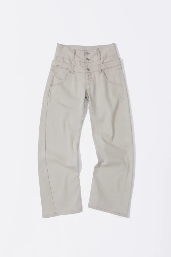 Beaded Layered Denim Pants Nonfade Raw