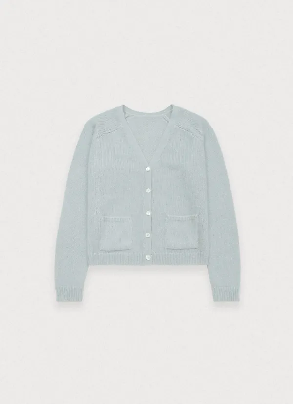 Feather kid mohair overfit cardigan - mute blue