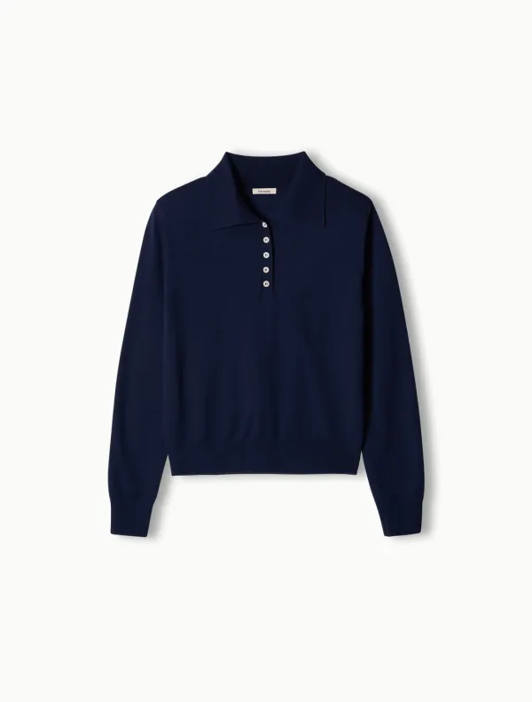 울 블렌드 스트럭처드 칼라 니트