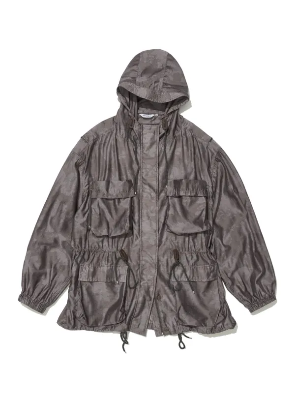 [WOMEN] FLORAL LIGHTWEIGHT HOODED UTILITY JACKET_BROWN