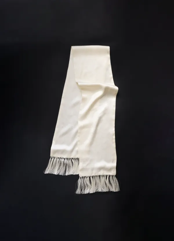 5TH / Tassel silk scarf (Ivory)