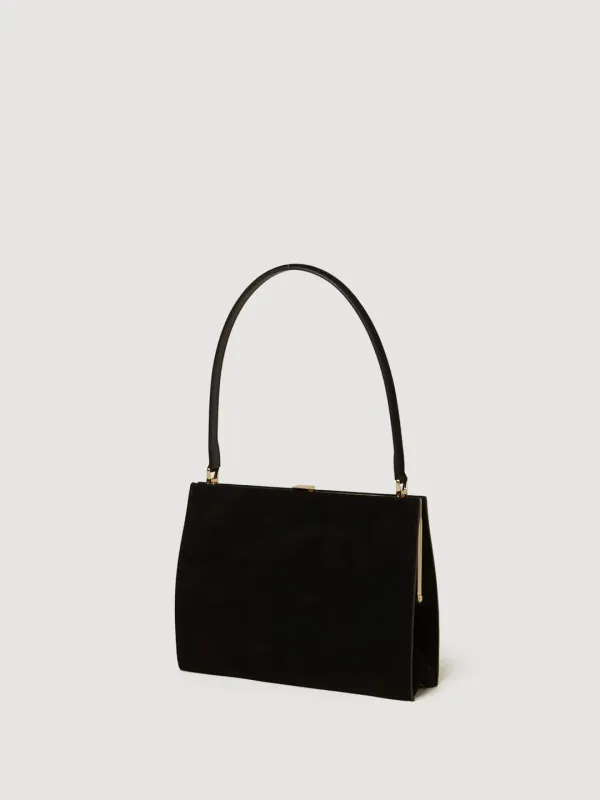 Mona Frame Bag Suede Black_Gold Frame