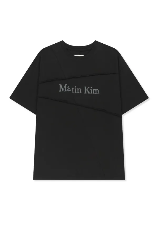 DIAGONAL CUT LOGO TOP IN BLACK