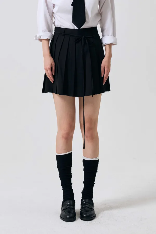 SWAN PLEATS SKIRT PANTS / BLACK
