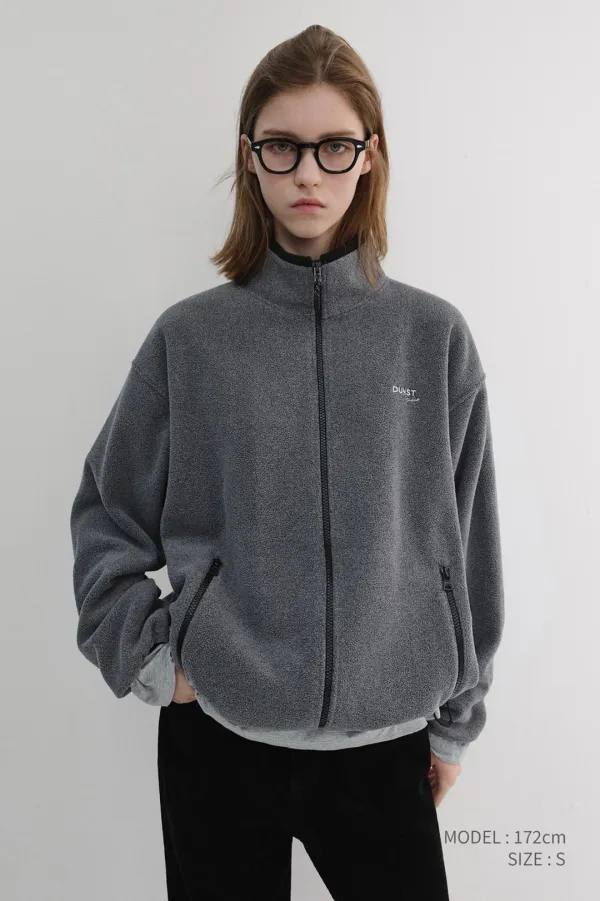 [LIMITED OFFER] UNISEX ZIP-UP FLEECE SWEATSHIRT CHARCOAL GREY_UDJU6D135CG