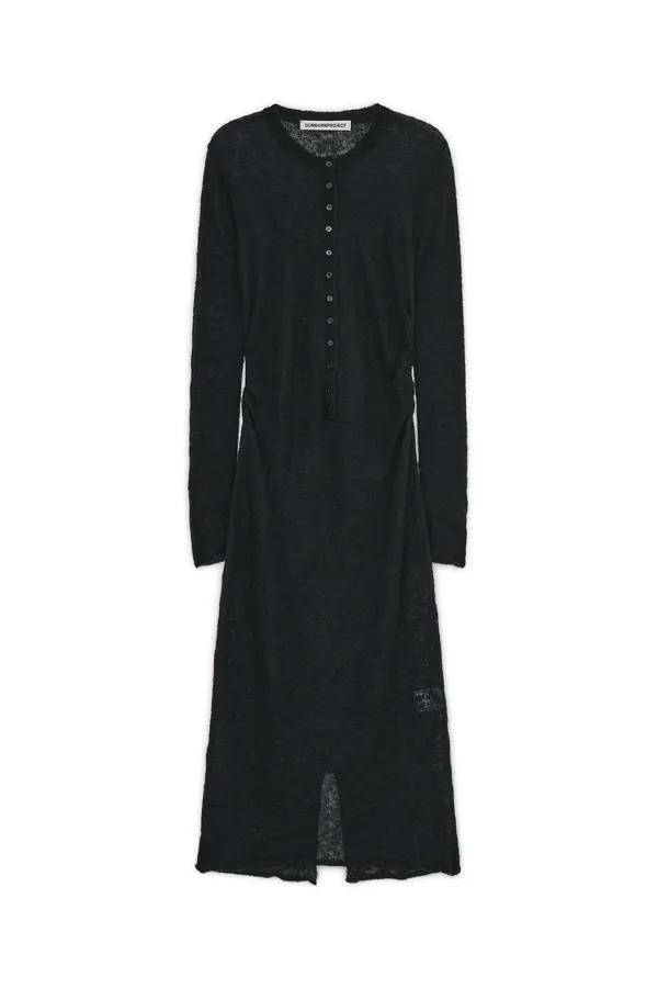 MOHAIR MAXI KNIT ONE-PIECE, BLACK