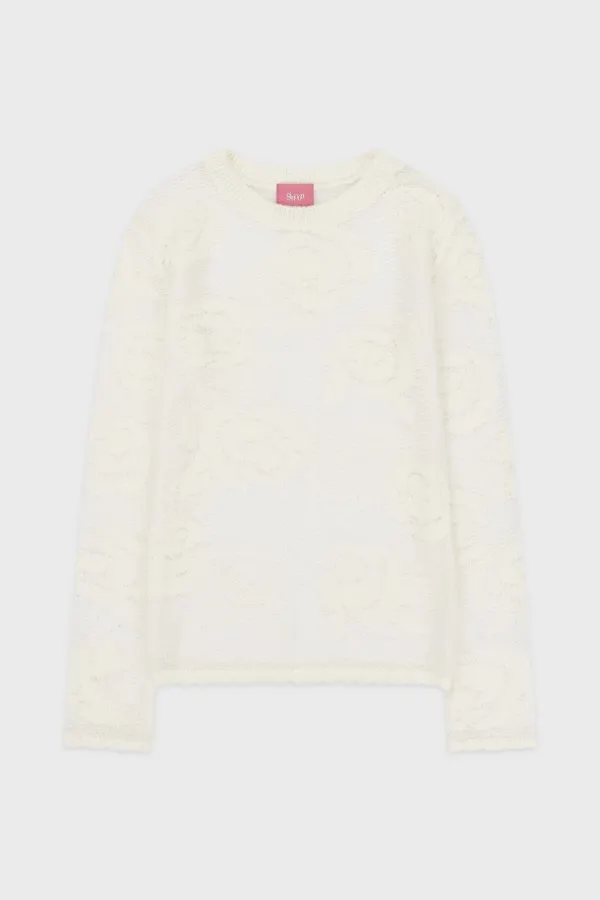 Rose Artwork Long Sleeve Knit (Ivory)